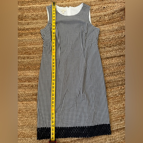 Talbots 10 Petite Black & White Gingham Cotton Dress with eyelet trim - Picture 5 of 7